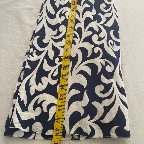 Ann Taylor Navy and Cream Floral Midi Dress Silk coastal - Picture 5 of 9